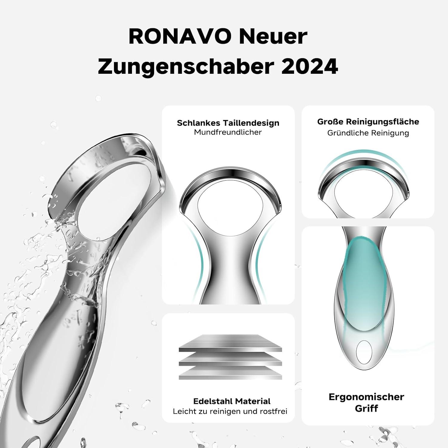 Zungenschaber mit Reiseetui Zungenreiniger Metall Tongue Scraper Cleaner Mundgeruchpflege