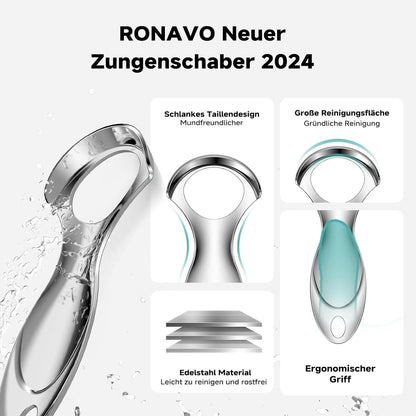Zungenschaber mit Reiseetui Zungenreiniger Metall Tongue Scraper Cleaner Mundgeruchpflege