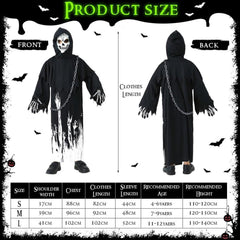 Kinder Sensenmann Halloween Kostüm leuchtendes Skelett Zombie Party