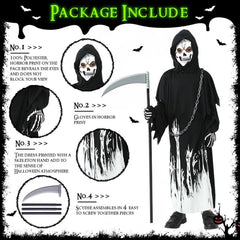 Sensenmann Kostüm Kinder leuchtend Halloween Skelett Zombie Gruselig