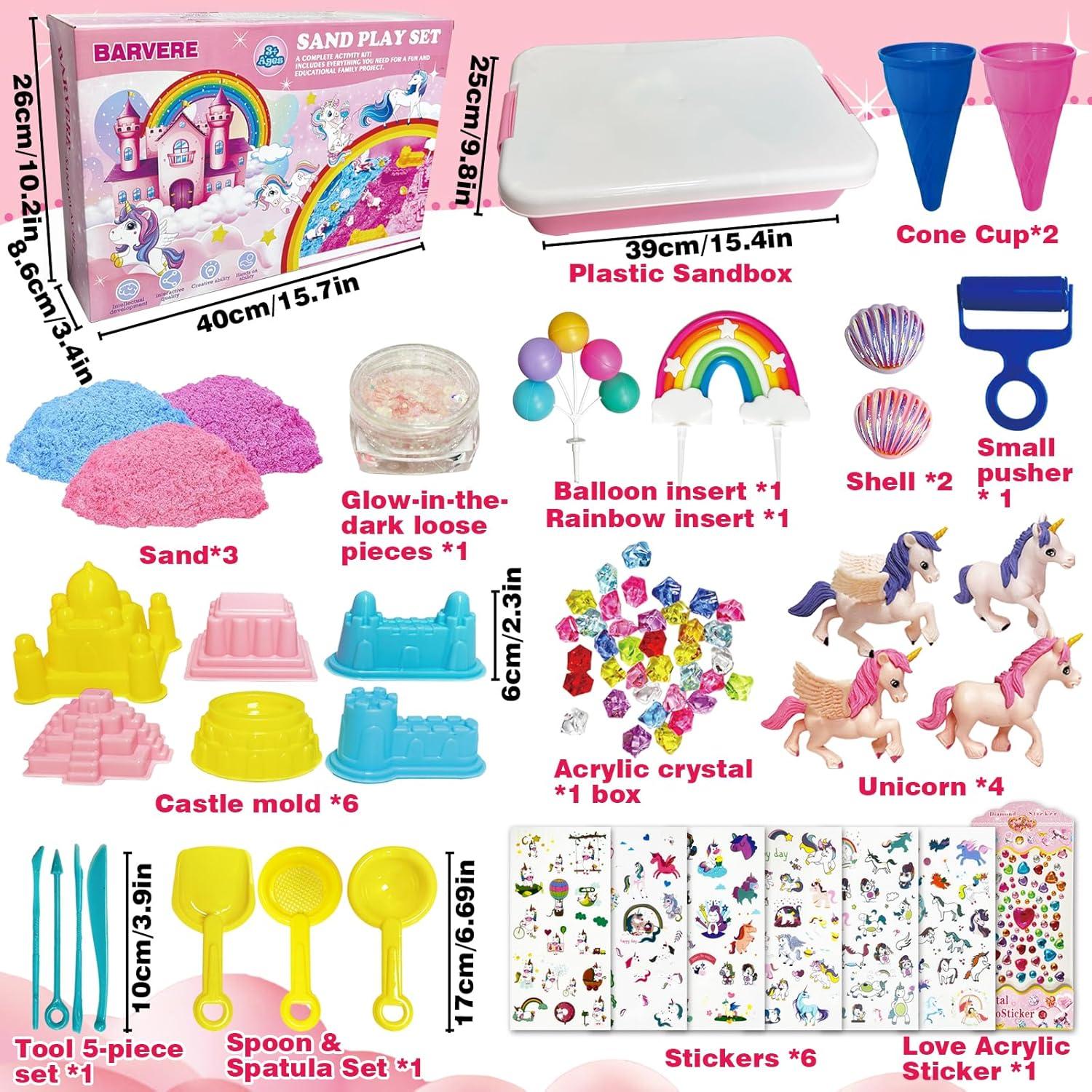 BARVERE Einhorn Magic Sand Set 38Pcs, 1.3kg Knetsand Box