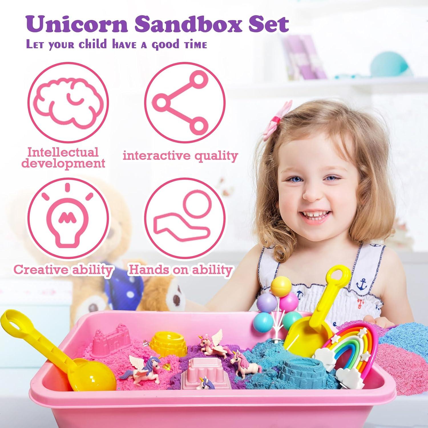 BARVERE Einhorn Knetsand Set 38-teilig Kinetik Spielsand Mädchen Jungen