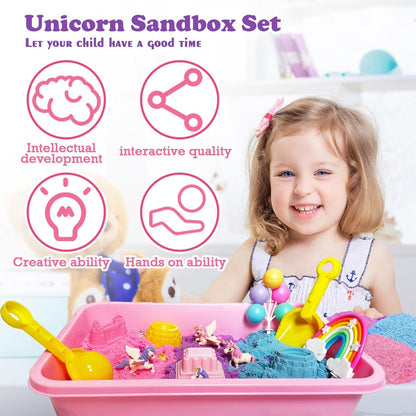 BARVERE Einhorn Knetsand Set 38-teilig Kinetik Spielsand Mädchen Jungen