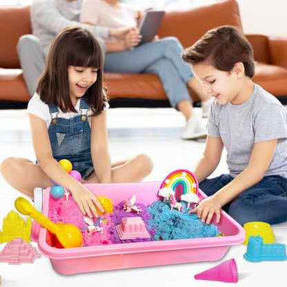 Knetsand Einhorn Spielsand Set 38-teilig 1.3kg Kinder Sandkasten
