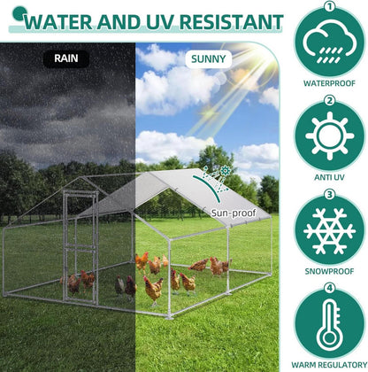 YITAHOME Hühnerstall Freilaufgehege Verzinkter Stahl 3×2×4m