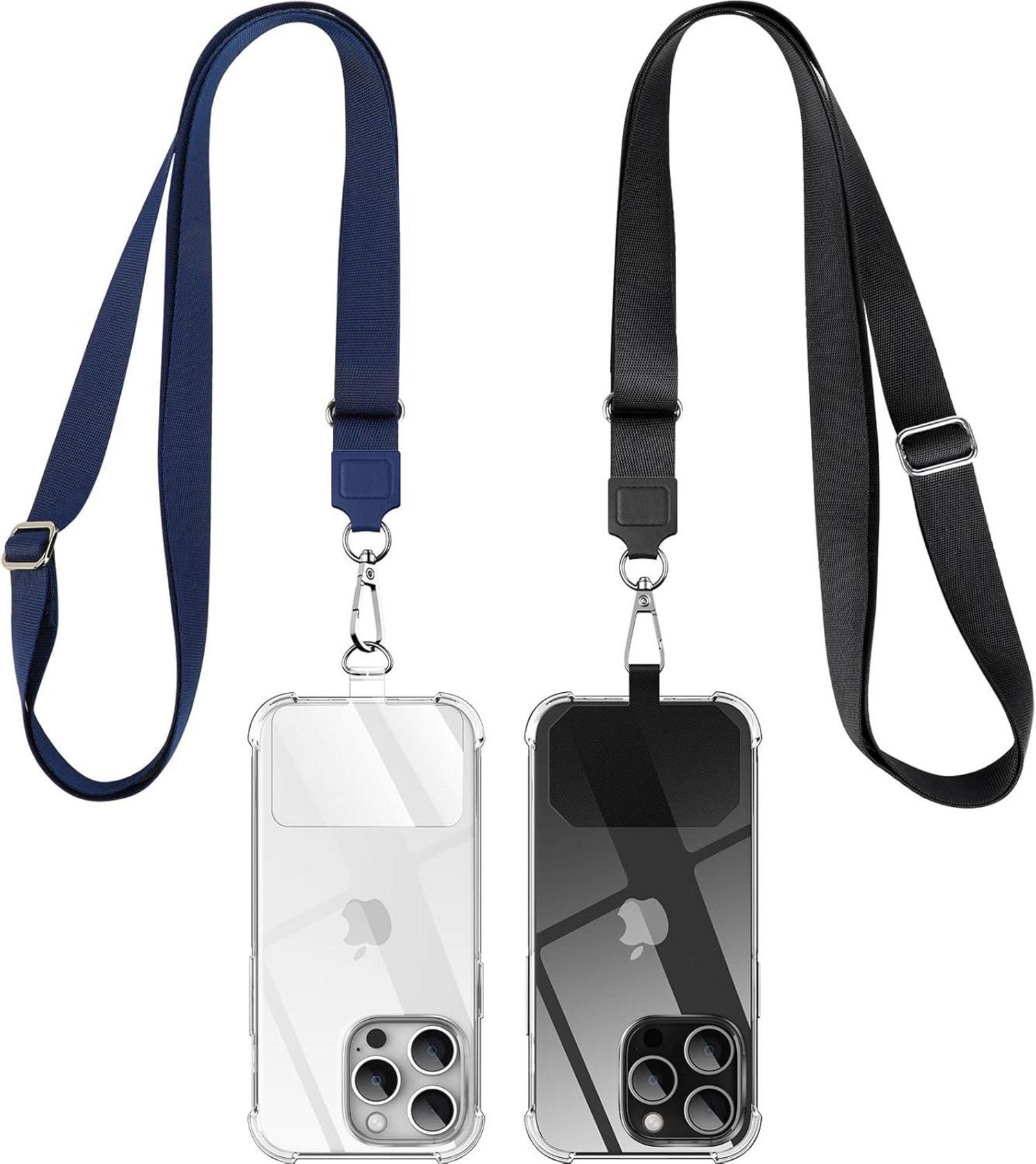 Handykette Universell 2 Stück Schwarz Blau Pad Halsband Schlüsselband