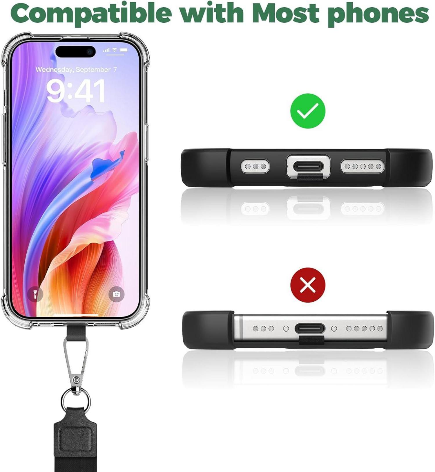 Caslord Handykette Universal 2 Stück Schwarz Smartphone Schlüsselband
