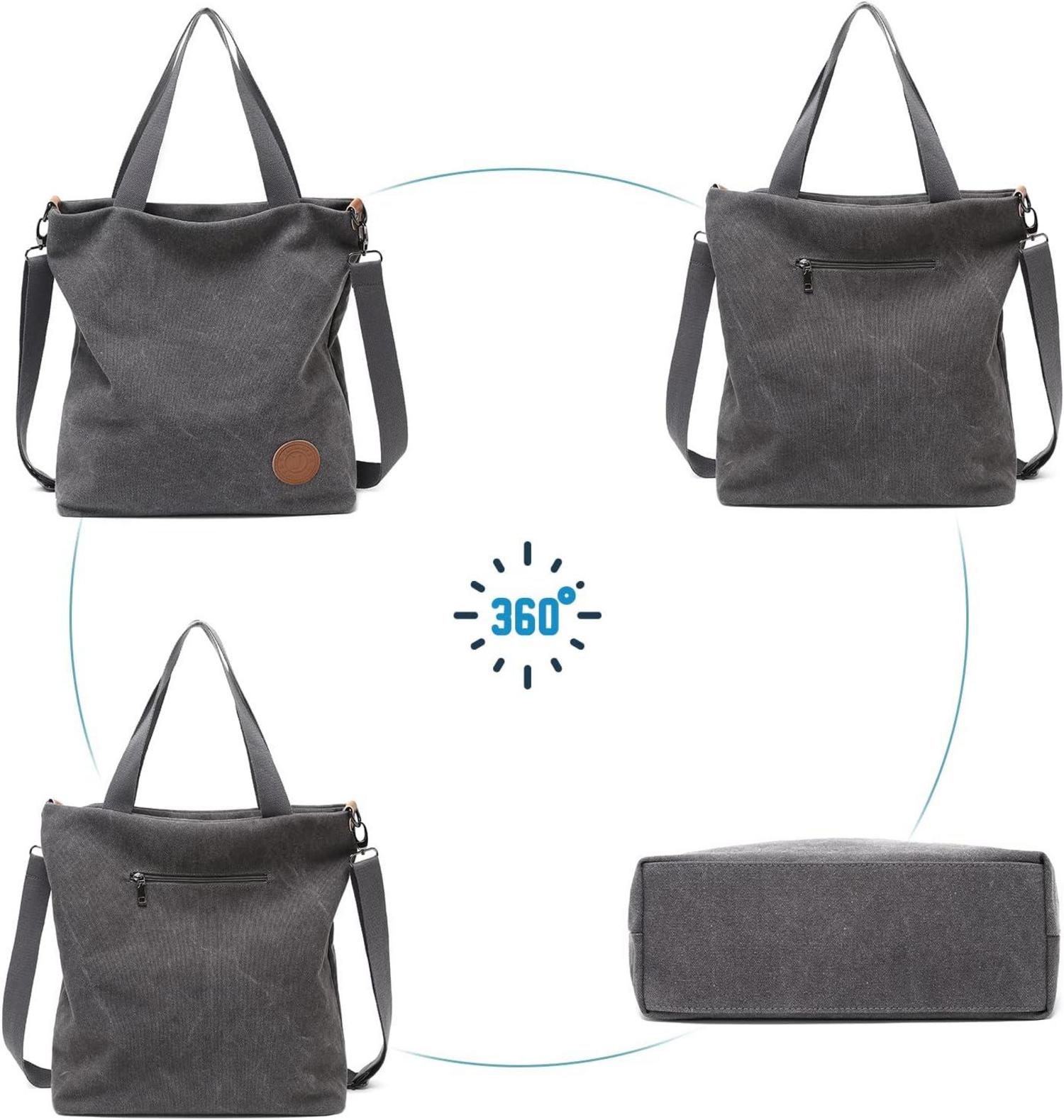 JANSBEN Damen Canvas Umhängetasche Schultertasche Groß Multifunktional Blau