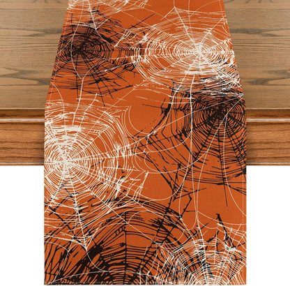 Halloween Tischläufer Spinnennetz Dekor 40x180 cm Orange