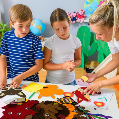 Luckeey 12er Herbst Tier DIY Bastelset für Kinder - Herbst Basteln mit Herbstblättern