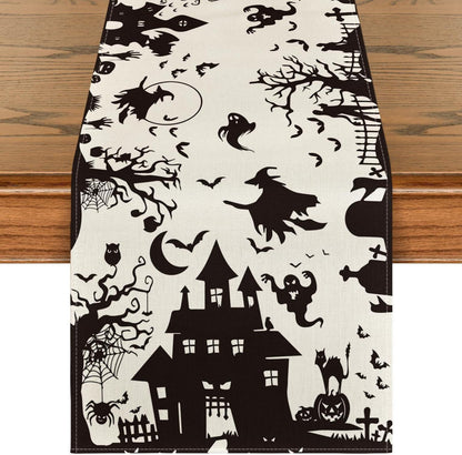 Spooky Haunted House Witch Halloween Tischläufer 40x100 cm