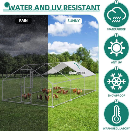 YITAHOME Hühnerstall Freilaufgehege mit Schloss für Hühner Hasen Kaninchen - 3×2×6m