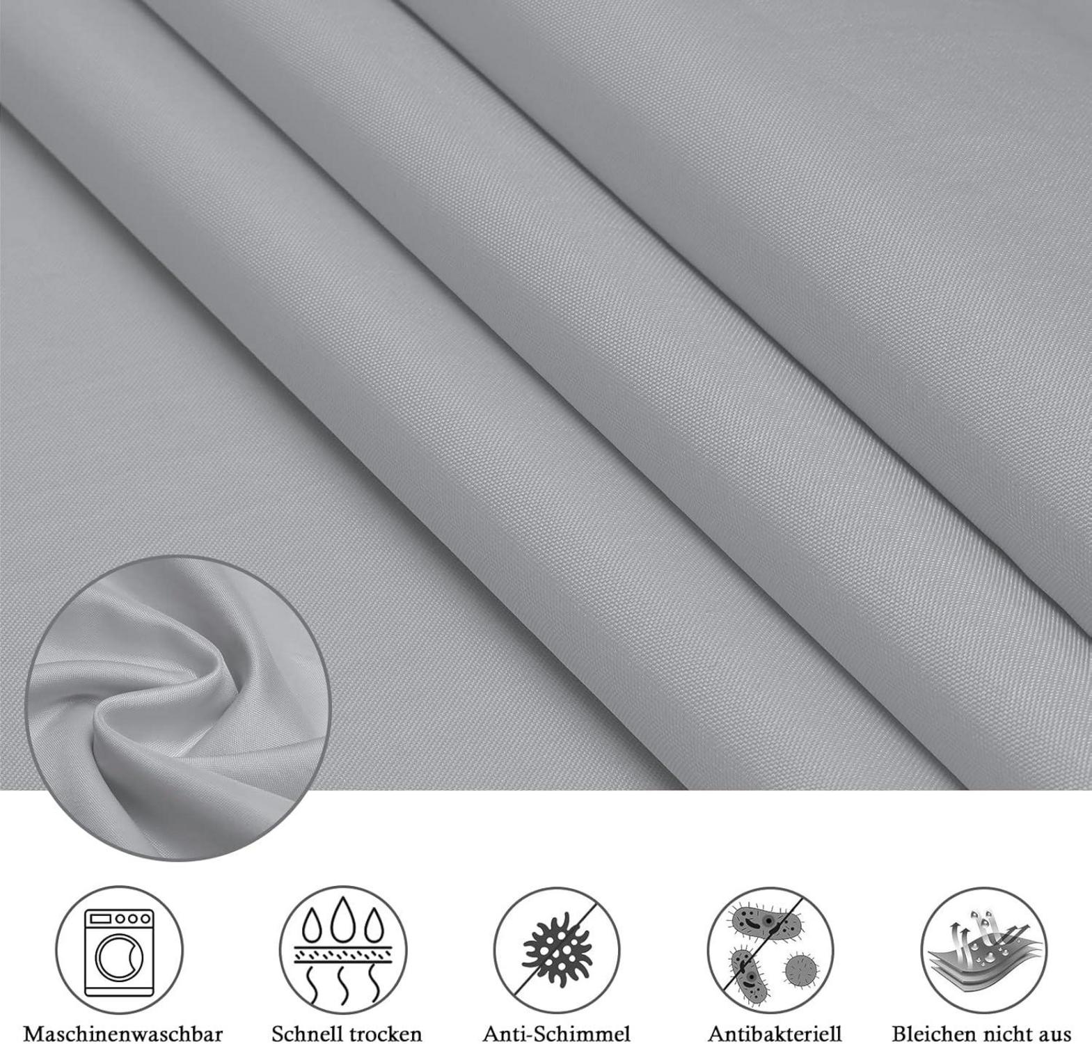 Breiter Duschvorhang 240x180cm Grau Textil Stoff Wasserabweisend 16 Ringe