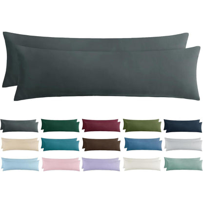 2er Set Kissenbezüge 40x145 Anthrazit Mikrofaser mit Reißverschluss