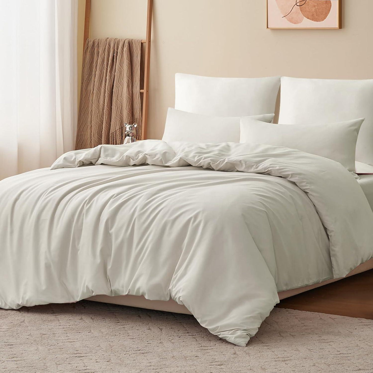 Bettwäsche-Set 200x220cm 3-teilig Beige Mikrofaser Oeko-Tex