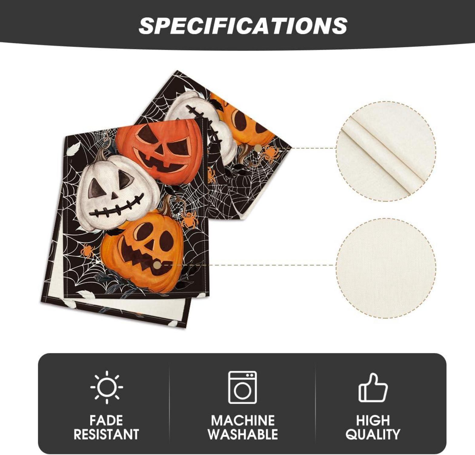 Halloween Tischläufer Schwarz Spinnennetz Kürbisse Laterne 40x140 cm