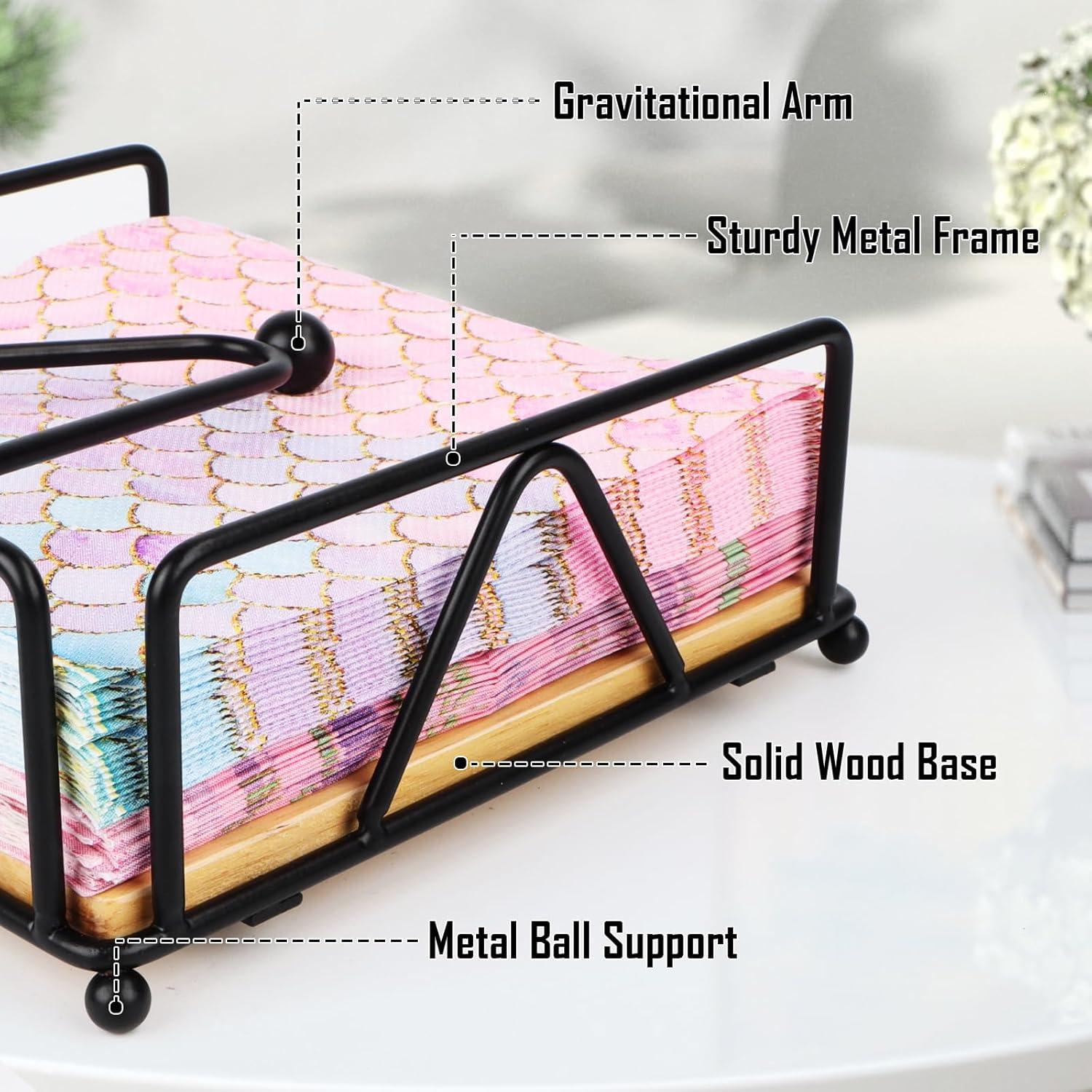 Serviettenhalter Schwarz Holz Vintage Wasserdicht 18x18x7cm