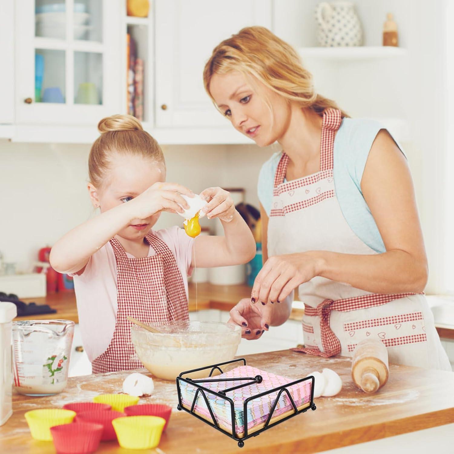 Serviettenhalter Schwarz Holz Vintage 18 x 18 cm robust & stilvoll