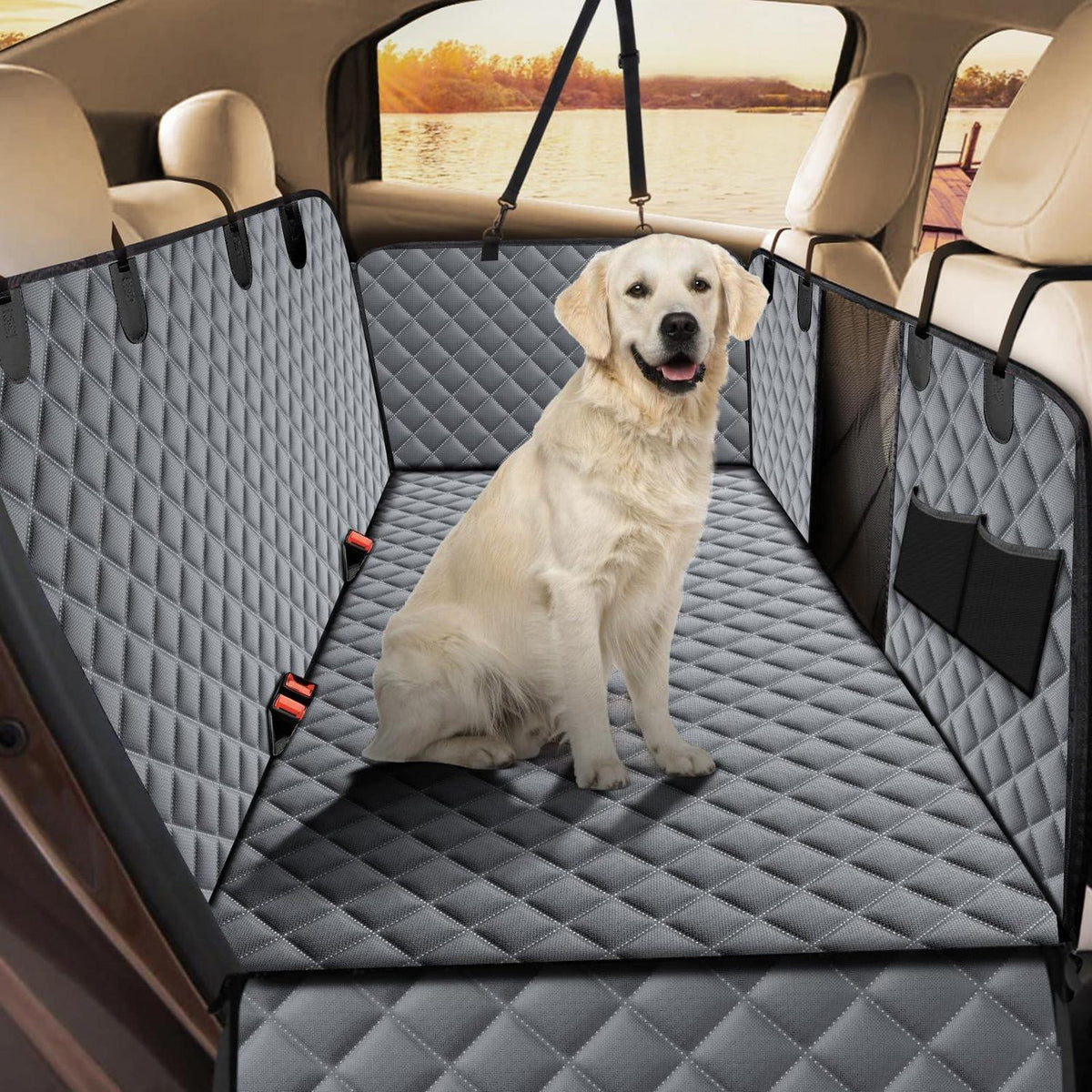 Hundedecke Auto Rückbank mit Seitenschutz & Sichtfenster