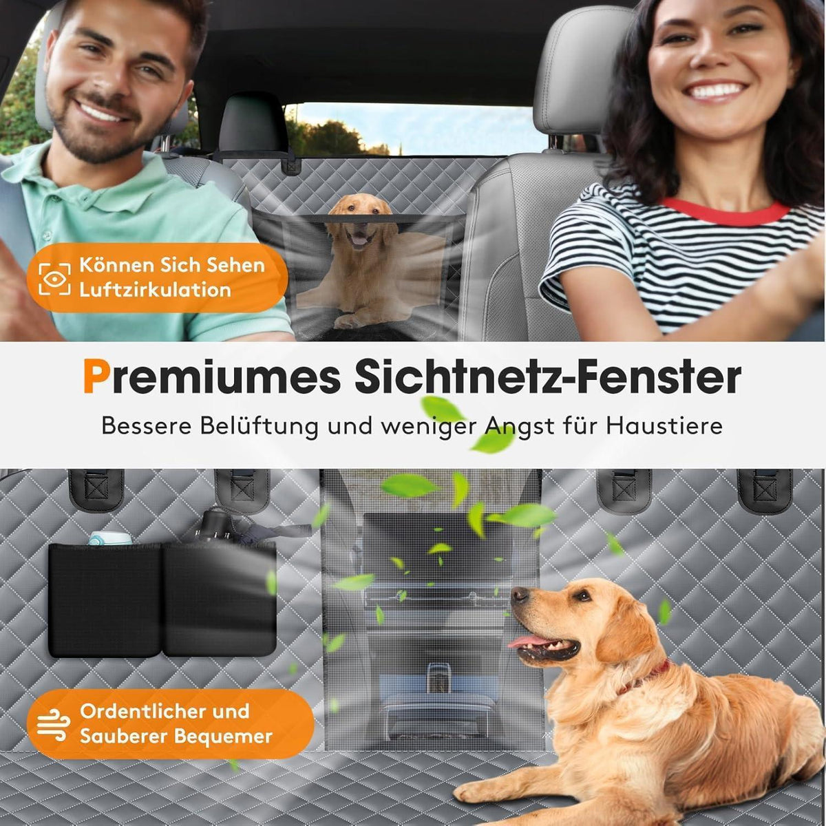 Hundedecke Auto Rückbank mit Seitenschutz & Sichtfenster