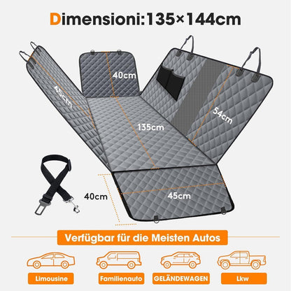 Hundedecke Auto Rückbank mit Seitenschutz & Sichtfenster