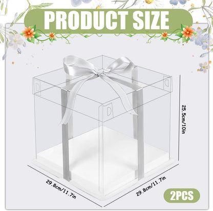 Durchsichtige Tortenbox 2 Stück 30x30x25cm Transparenter