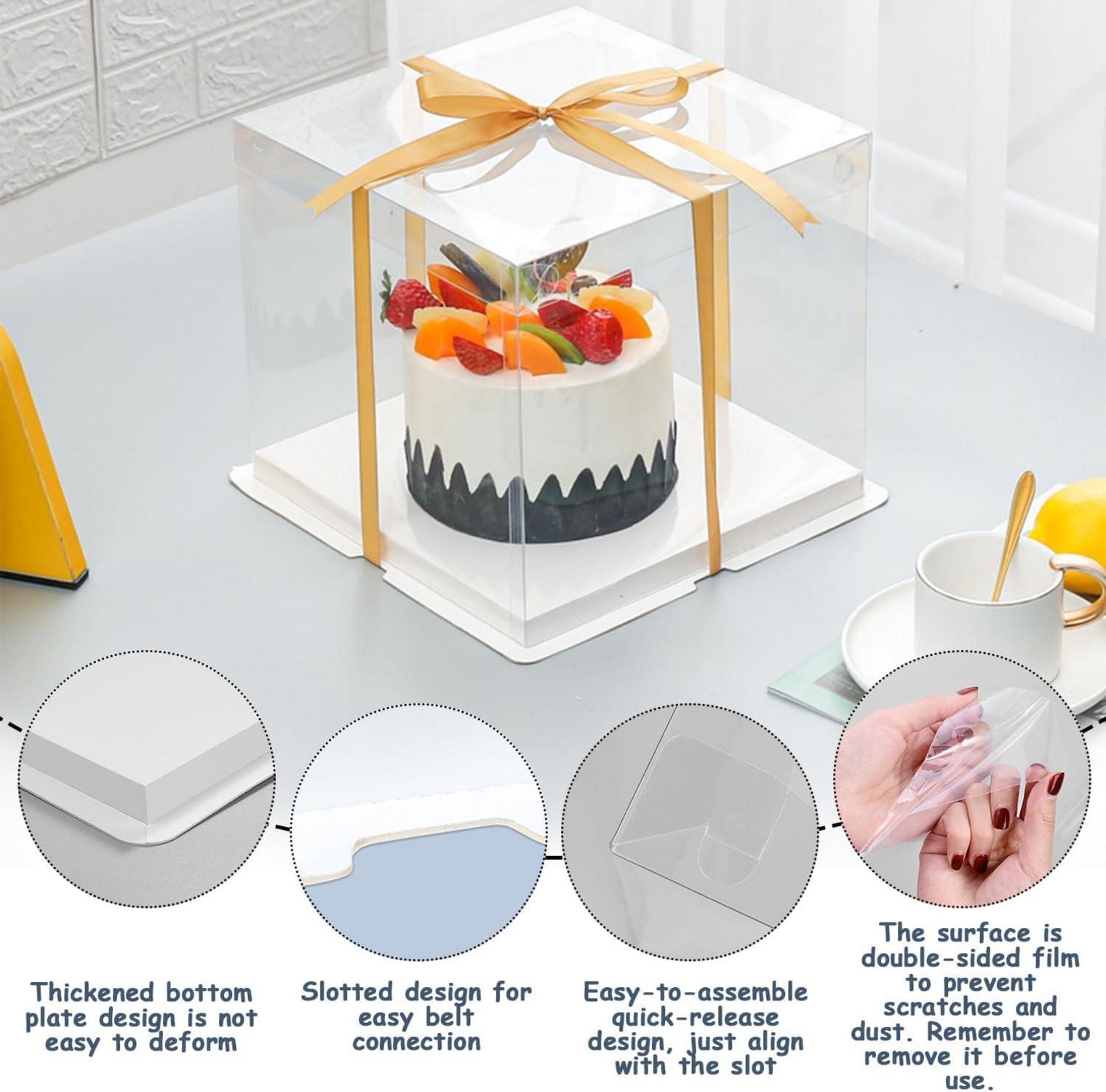 Transparente Geschenkbox 2 Stück 30x30x25cm mit Sockel und Band