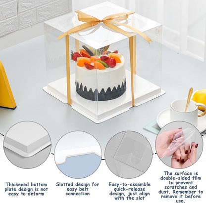 Transparente Geschenkbox 2 Stück 30x30x25cm mit Sockel und Band