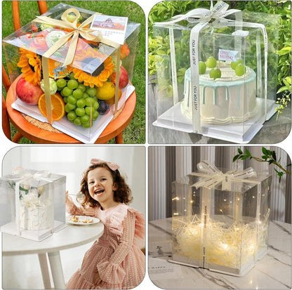 Durchsichtige Geschenkbox 2 Stück 30x30x25cm Tortenbox Transparente
