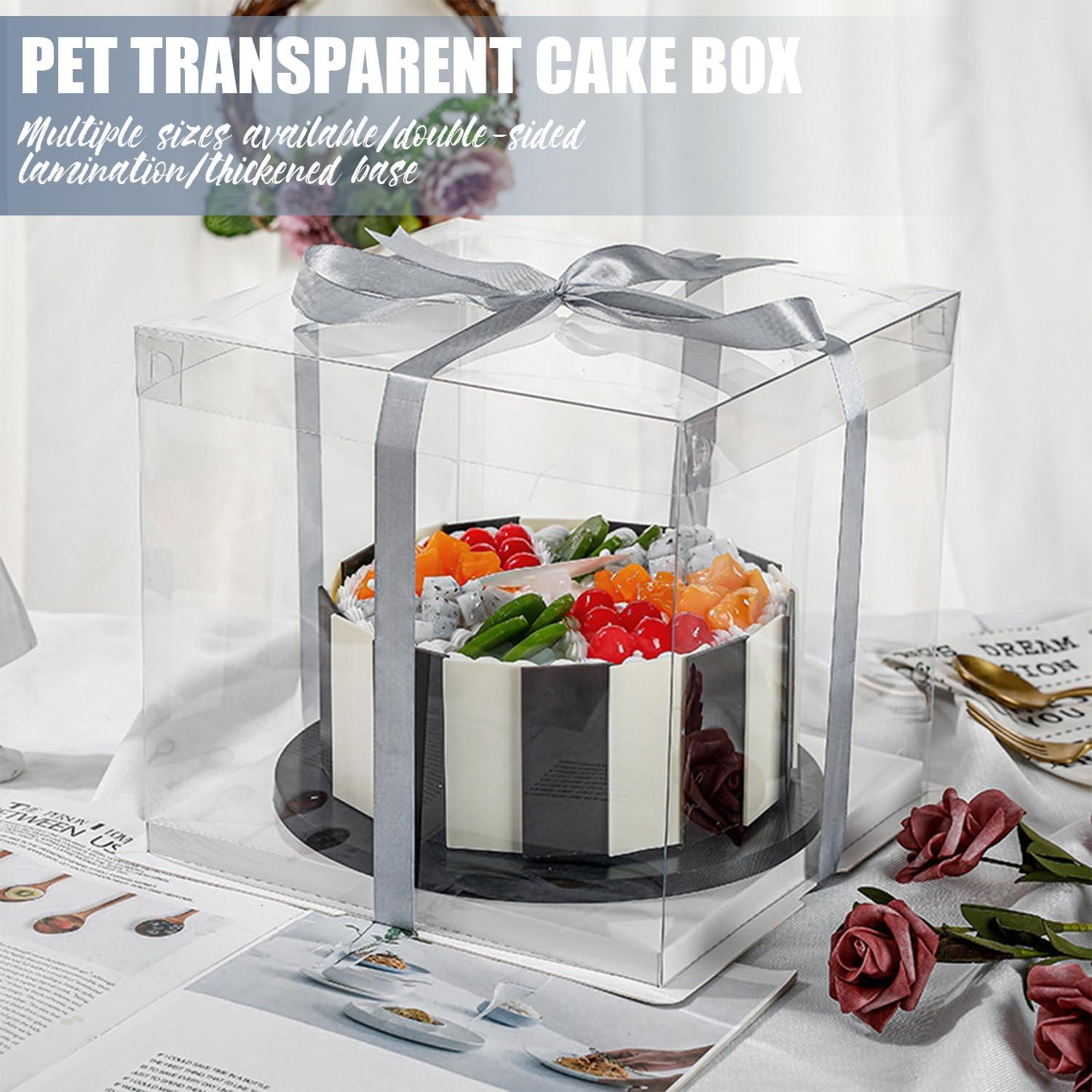 Transparente Tortenbox 2er Set 30x30x25cm Geschenkbox Cake Box