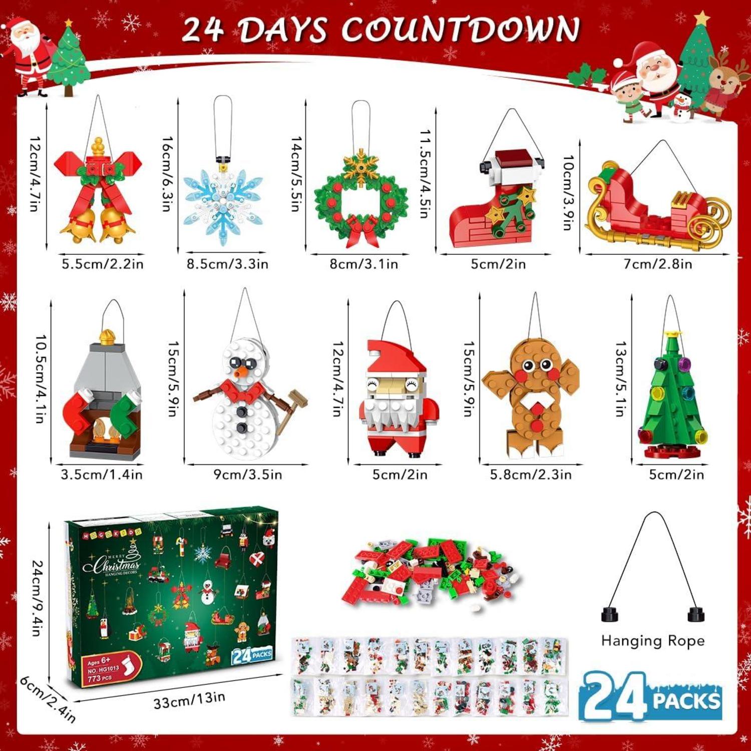 HOGOKIDS 24er Pack Weihnachten Ornamente Baukasten Christbaumschmuck Kinder Mädchen Junge