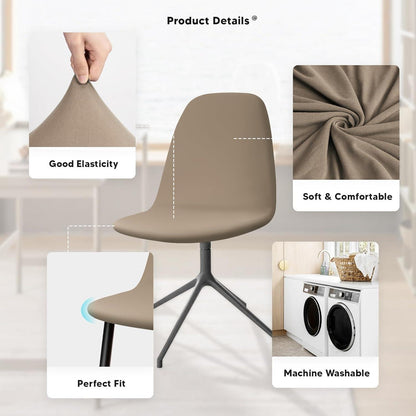 6x Stretch Stuhlhussen Khaki – Universal Passform & Waschbar