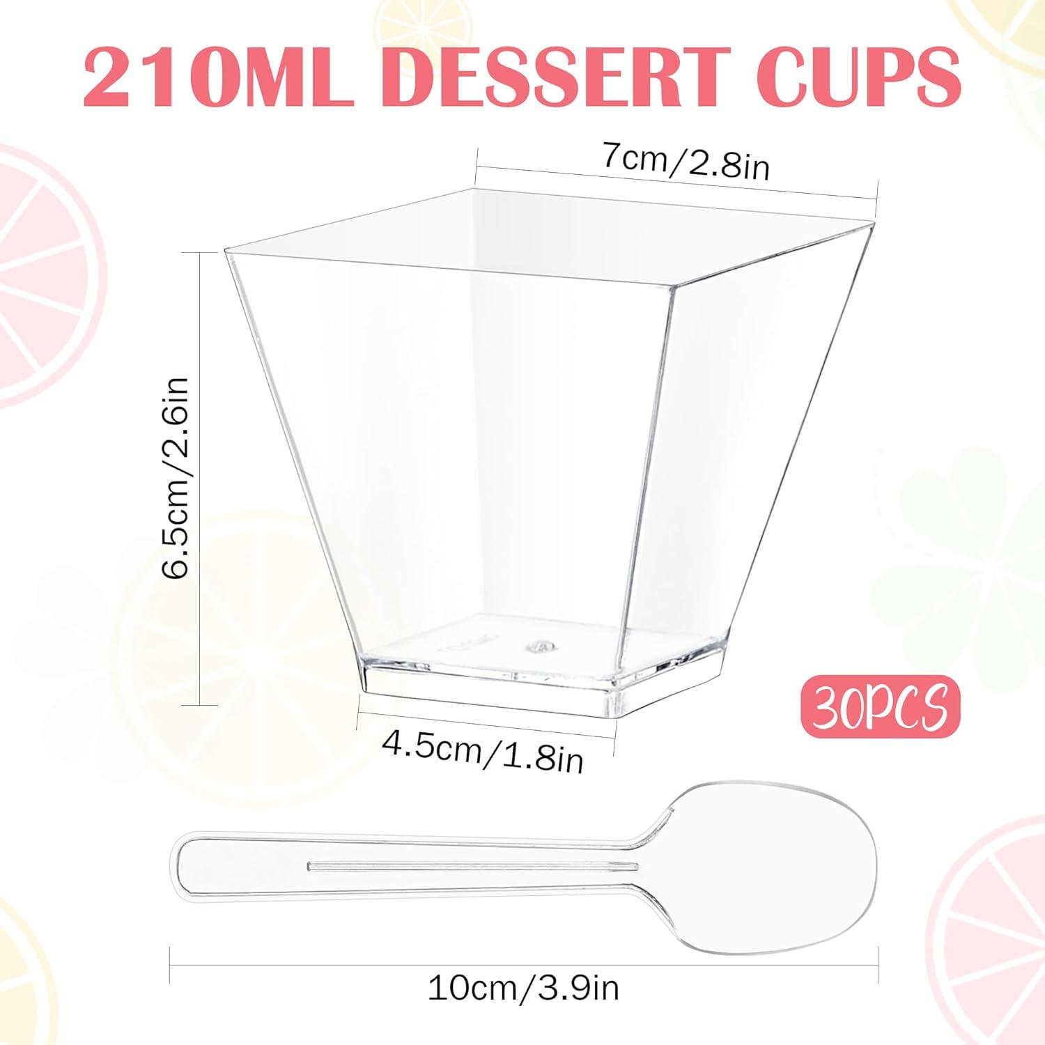 30 transparente Dessertgläser aus Kunststoff 210ml für