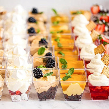 30 Stück Dessertgläser Plastik 210 ml Transparent Becher für Hochzeiten Partys
