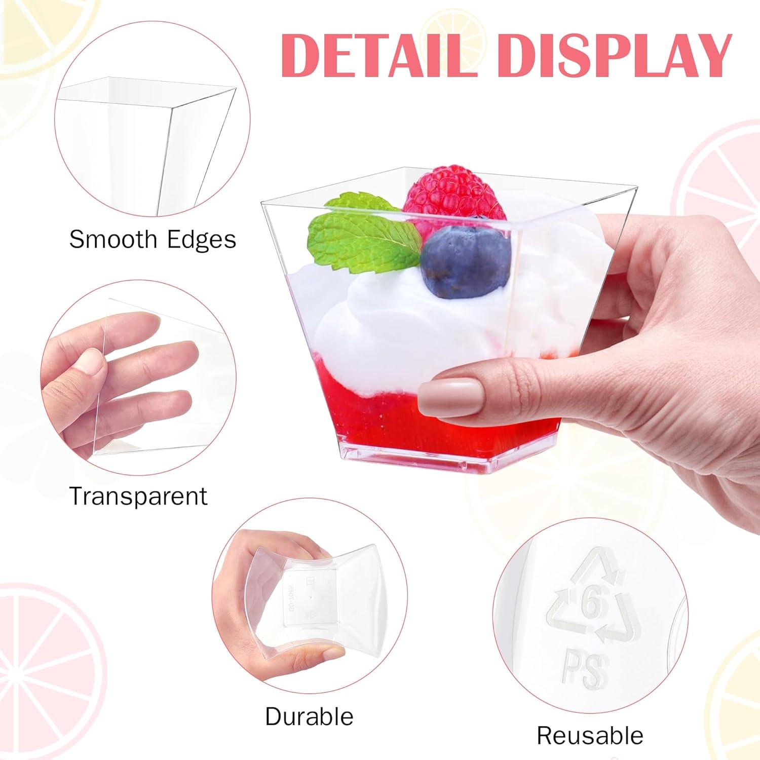Dessertgläser Plastik 30 Stück 210ml Transparent Party Hochzeit DIY