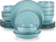 24-tlg Bonbon Blau Tafelservice Set Steingut für 6 Personen