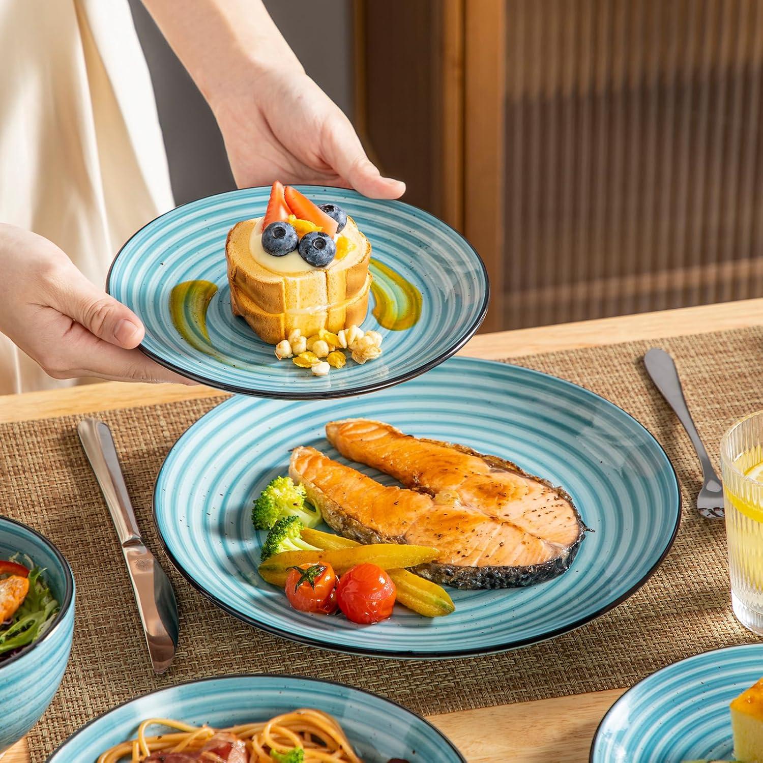 Tafelservice 6 Personen Steingut BONBON 24-tlg Blau Geschirrset