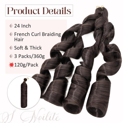 Französische Locken Flechthaar 60cm – 3er Pack für Zöpfe & Locs