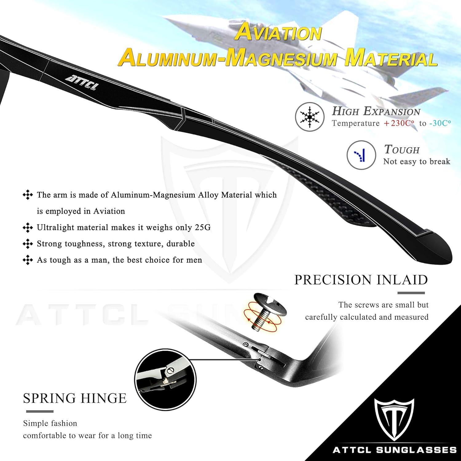 ATTCL Herren Polarisierte Sport Sonnenbrille UV-Schutz Metallrahmen