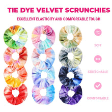 12er Set Mädchen Haargummis Samt Scrunchies, Tie-Dye