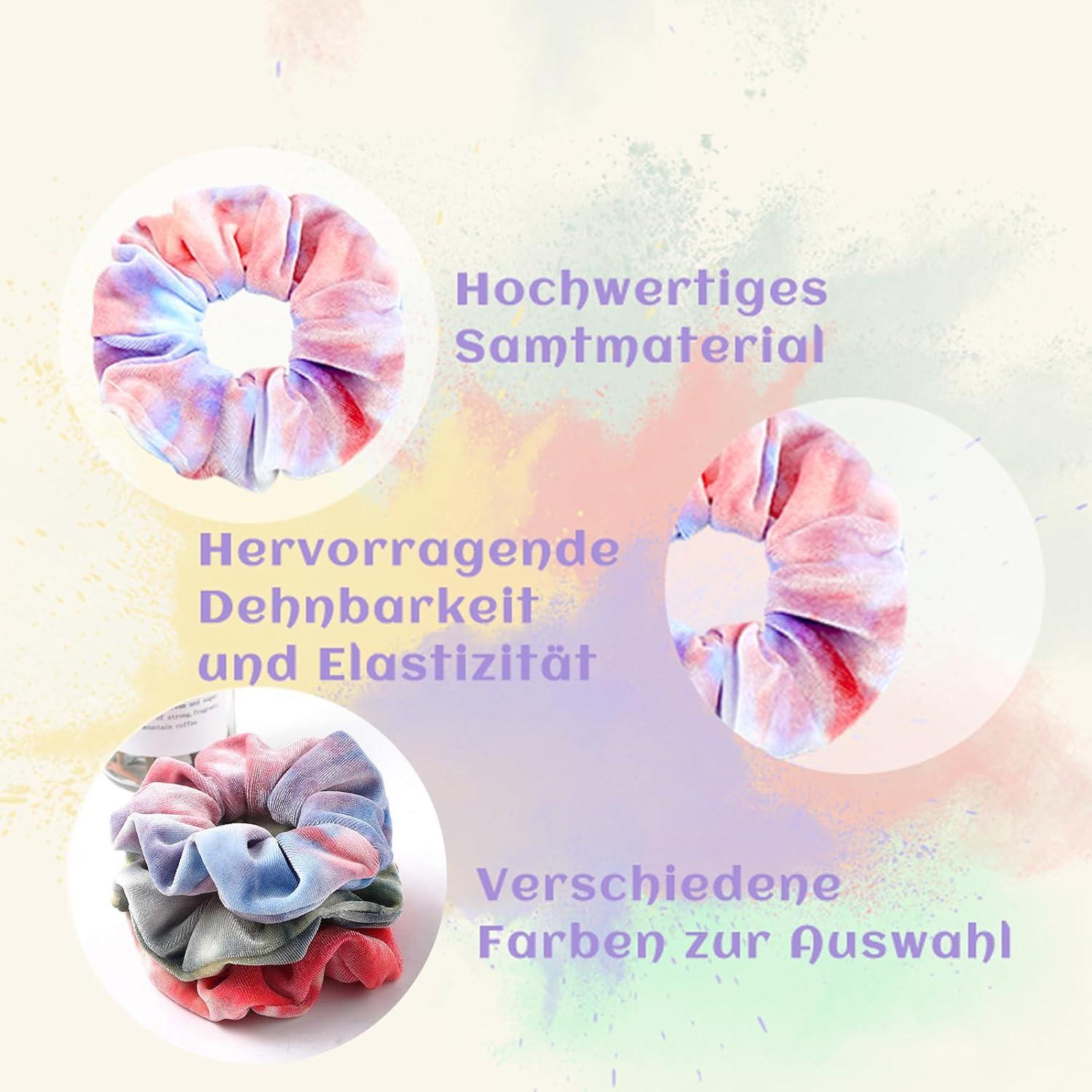 Haargummis Mädchen Scrunchies Samt Tie-dye Haarbänder 12 Stück