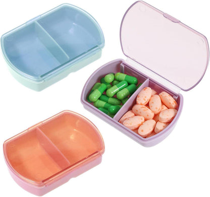 Pillenbox 3 Stück Pillen-Organizer mit 2 Fächern Tragbare Tablettenbox