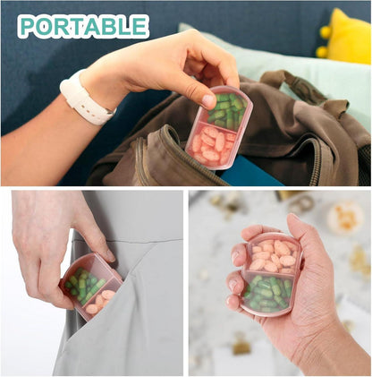 Pillenbox 3 Stück Pillen-Organizer mit 2 Fächern Tragbare Tablettenbox