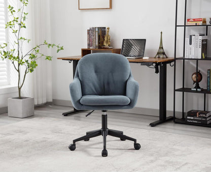 Moderner Chenille Bürostuhl mit Armlehnen, verstellbar - Blau