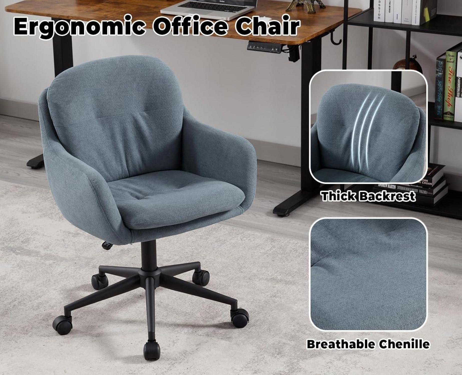 Bürostuhl Chenille Modern 360° Drehstuhl verstellbar Armlehnen Blau