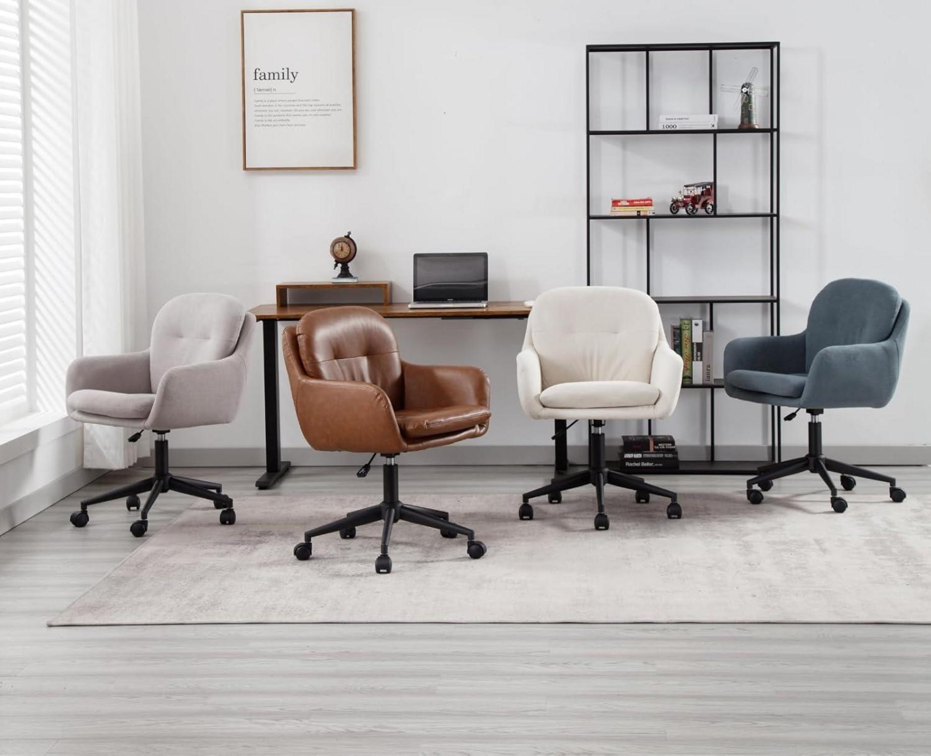 Bürostuhl Chenille Modern 360° Drehstuhl verstellbar Armlehnen Blau