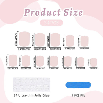 Lila Press On Nails - Kurze, Quadratische French Nägel
