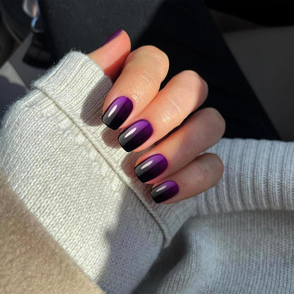 Lila Press On Nails - Kurze, Quadratische French Nägel