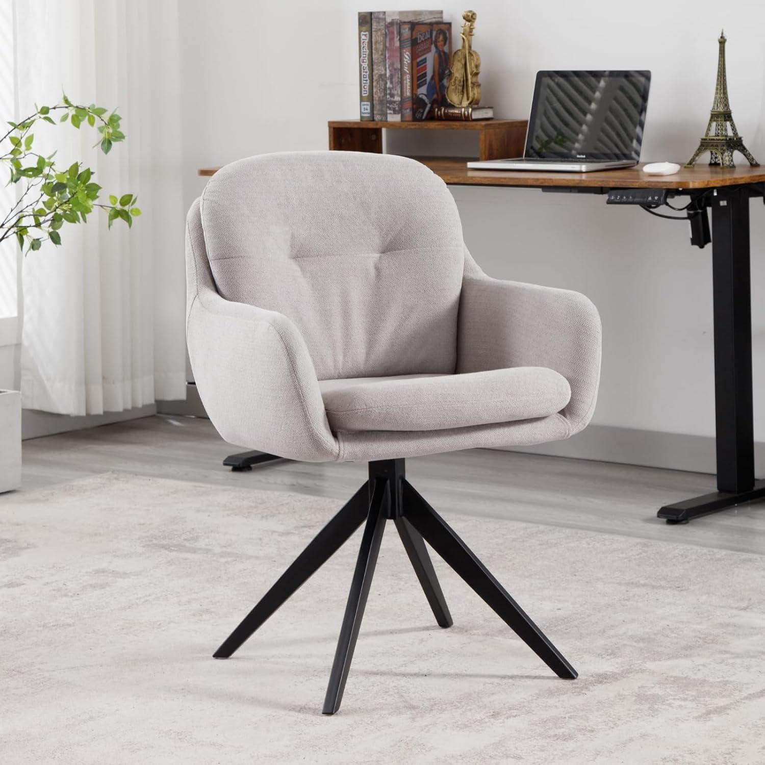 Moderner Chenille Bürostuhl Drehstuhl Armlehnen Arbeitszimmer Grau