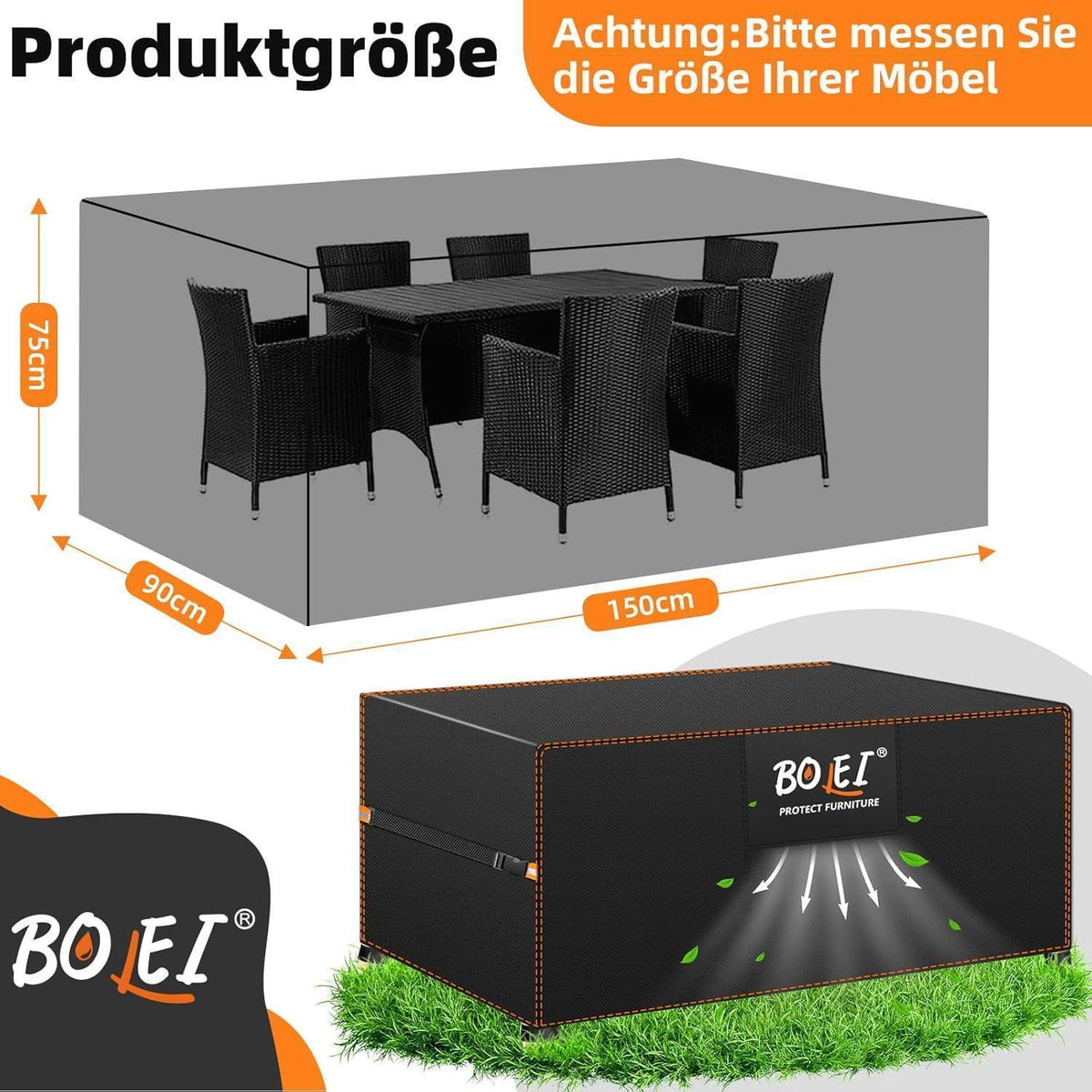 Gartenmöbel Abdeckung Winterfest | 420D Oxford | 150x90x75cm